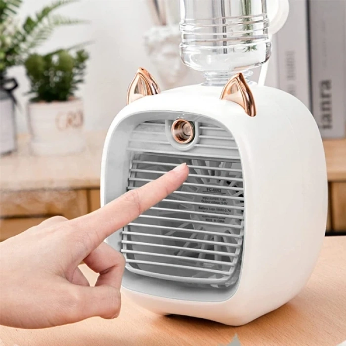 Nevamel EZERE Hava Nemlendiricili Masaüstü Fan Taşınabilir Mini Klima Soğutucu-(5775)