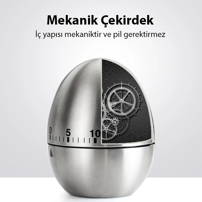 Nevamel EZERE Mekanik Arama Pişirme Mutfak Zamanlayıcı Alarmı 60 Dakika Paslanmaz Çelik-(5775)
