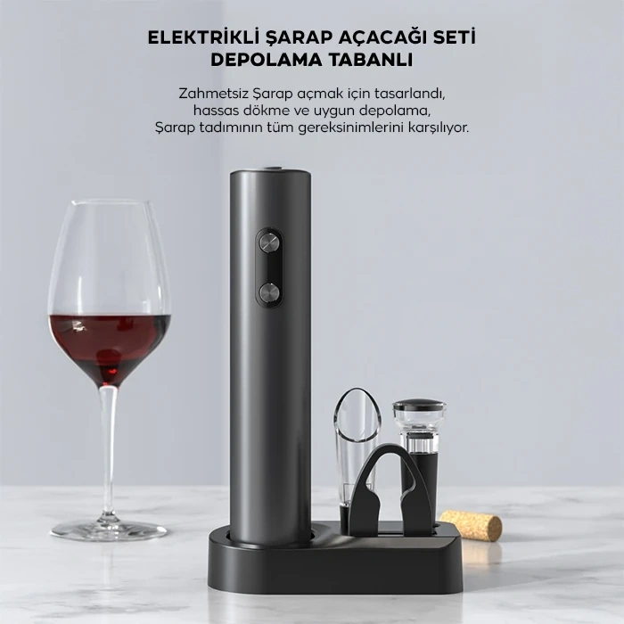 Nevamel® EZERE Sarjlı Otomatik Şarap Açacağı Tirbuşon Seti Şarap açma seti-(5775)