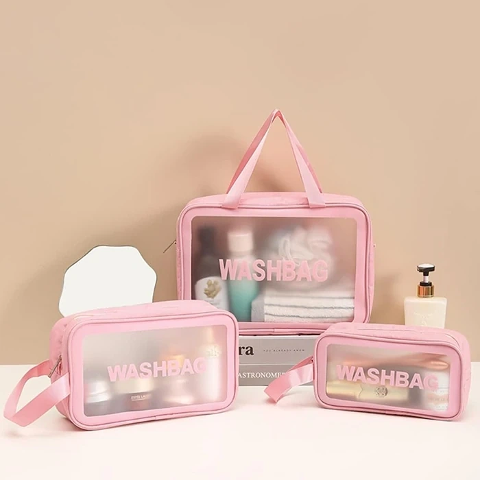 Nevamel EZERE Su Geçirmez Premium Kalite Seyahat Makyaj Ve Kozmetik Çantası 3 Adet Set-(5775)