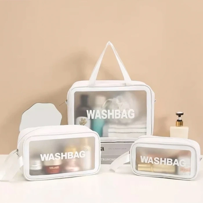 Nevamel EZERE Su Geçirmez Premium Kalite Seyahat Makyaj Ve Kozmetik Çantası 3 Adet Set-(5775)