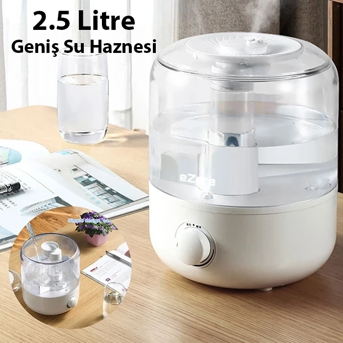 Nevamel® EZERE Yatak Odası için Üstten Doldurmalı 25 L Büyük Su TankıOtomatik Kapanma Sessiz Soğuk Sisli Nemlendirici-(5775)