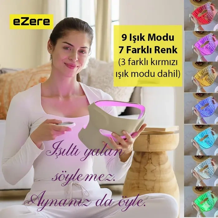 Nevamel® EZERE Yüz İçin Şarjlı 9 Modlu Kızılötesi & Kırmızı Işık Terapisi Maskesi – 480 Boncuklu LED Cilt Bakım Masajı Ev Tipi Işık Terapisi-(5775)