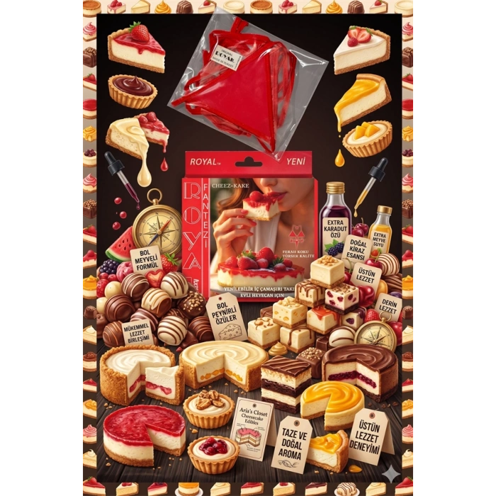 Nevamel® Fantezi Tüketilebilen Yenilebilir Cheesecake Aromalı İç Çamaşırı Takımı