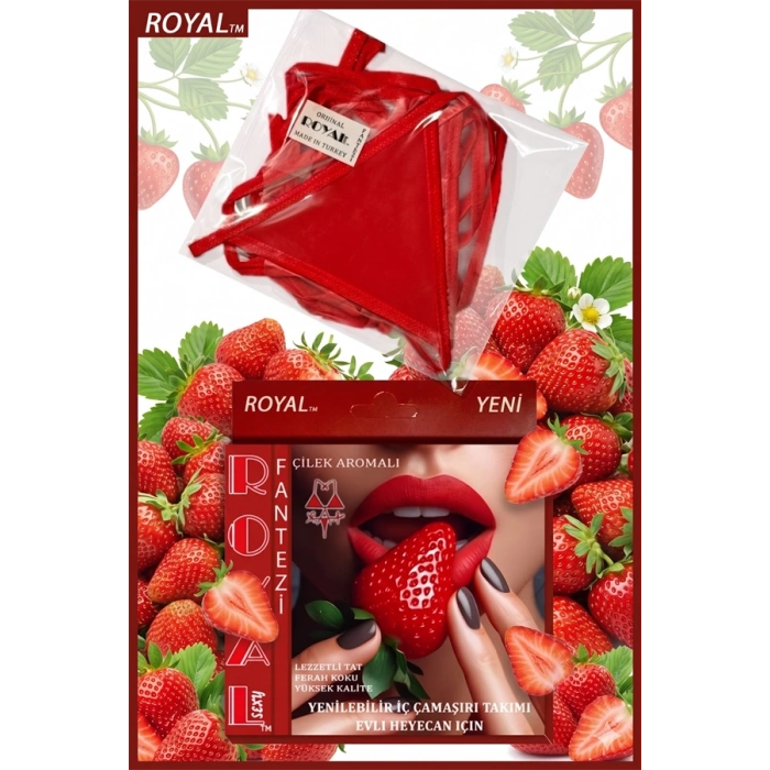 Nevamel® Fantezi Tüketilebilen Yenilebilir Çilek Aromalı İç Çamaşırı Takımı