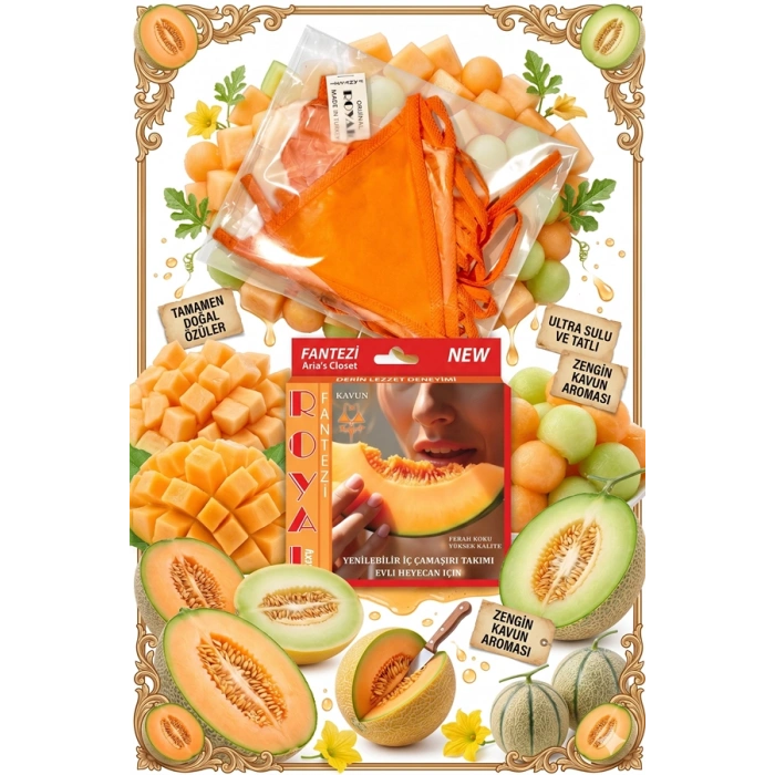 Nevamel® Fantezi Tüketilebilen Yenilebilir Kavun Aromalı İç Çamaşırı Takımı