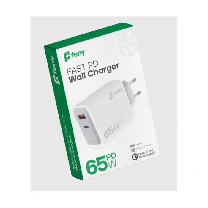 Nevamel® FENY FN-C65 65W USB+Type-C Akıllı Isı Kontrol Chip Qualcomm Quick Charge 3.0 ŞARJ Adaptörü(1923)