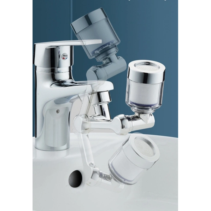 Nevamel® Filtreli Kireç Hapsedici Robotik Kol Musluk Başlığı - Mutfak Banyo Musluk Uzatma Aparatı Ucu (1431)