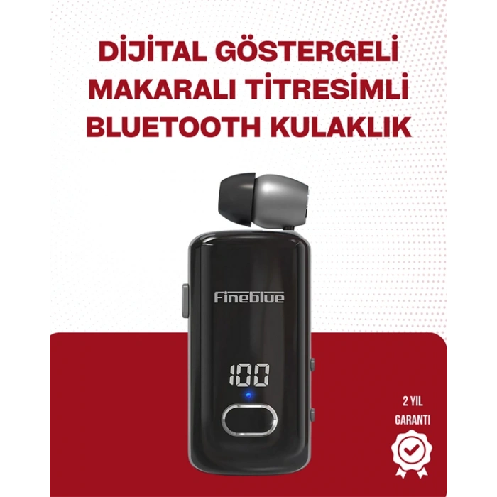 Nevamel Fineblue F580 Bluetooth Kulaklık – Klipsli Dijital Göstergeli Su Geçirmez 12 Saat Pil Ömürlü