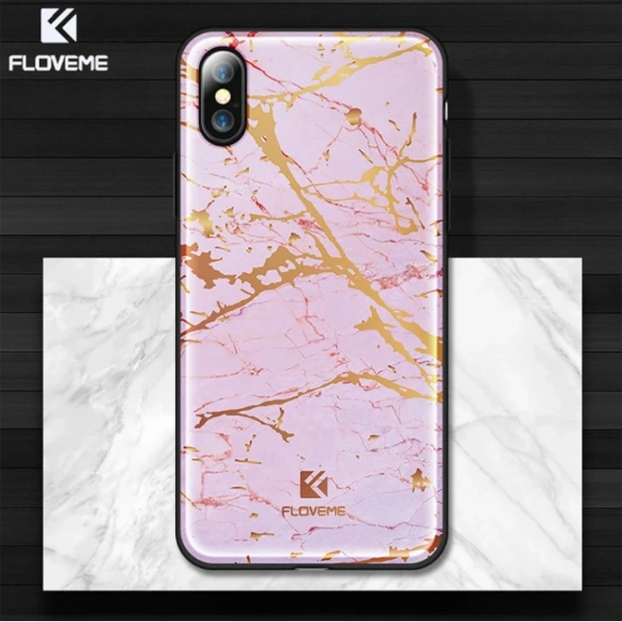 Nevamel Floveme İPhone  X Xs Mermer Desenli Premium Silikon Kılıf-(5775)