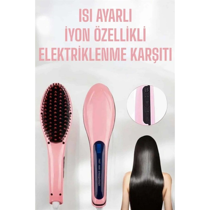 Nevamel Fön Etkili Saç Düzleştirici Tarak Yıpranma Karşıtı Döner Kablo Isı Ayarlı