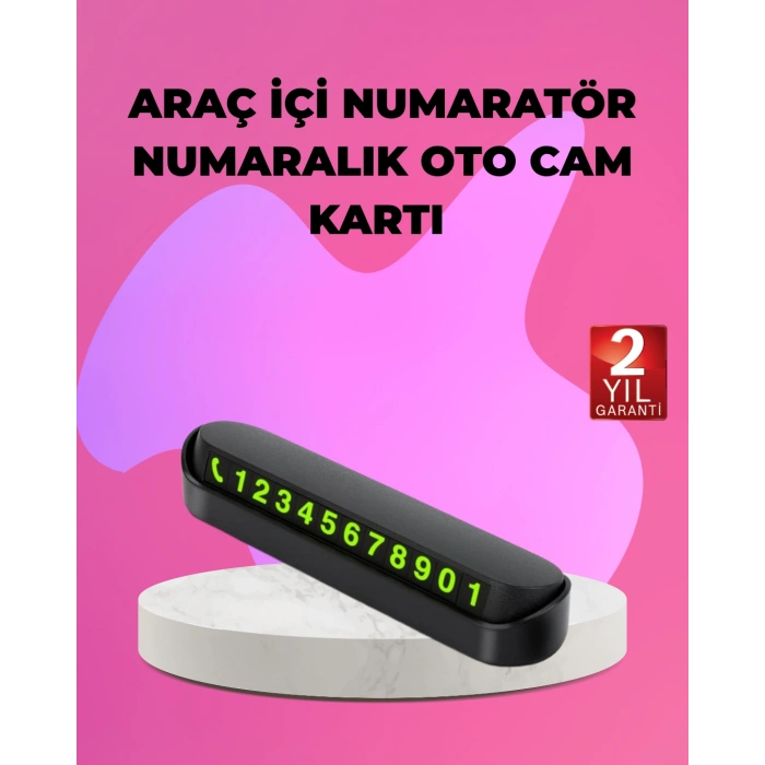 Nevamel Fosforlu Araç İçi Park Kartı Numaratörü
