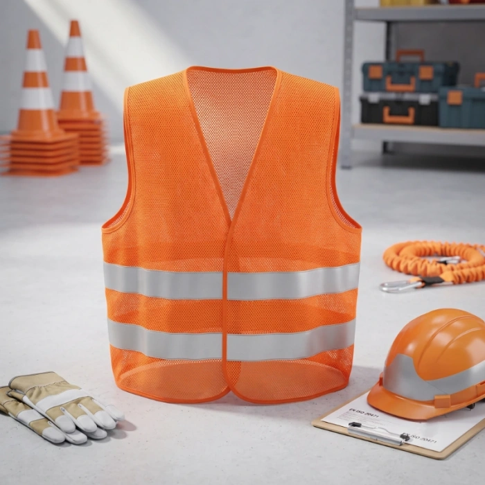 Nevamel® Fosforlu Turuncu İkaz Yeleği - Çift Reflektörlü İş Güvenliği