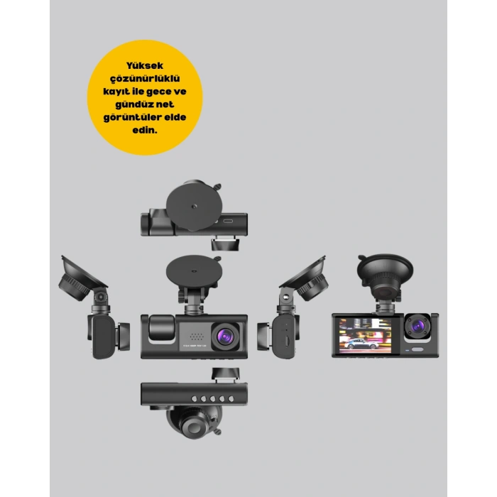Nevamel Full HD Araç Kamerası  Çift Yönlü Kayıt ve Darbe Sensörü