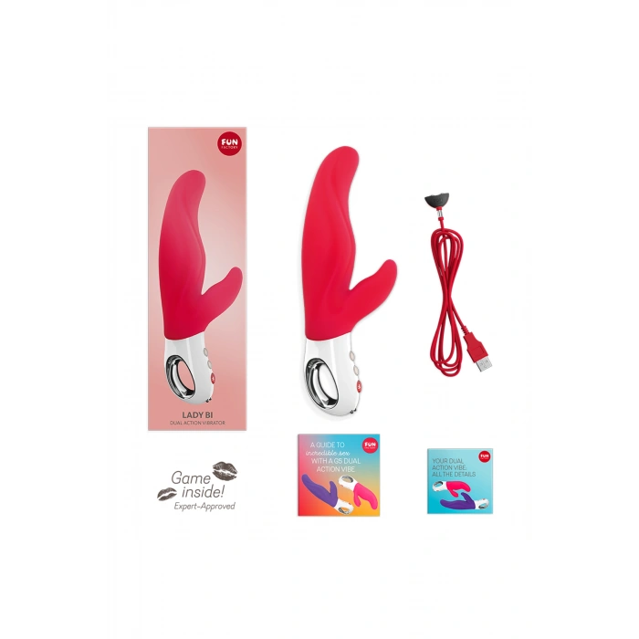 Nevamel® Fun Factory Lady Bi̇ Vibratör, Silikon, Kırmızı, 22 Cm