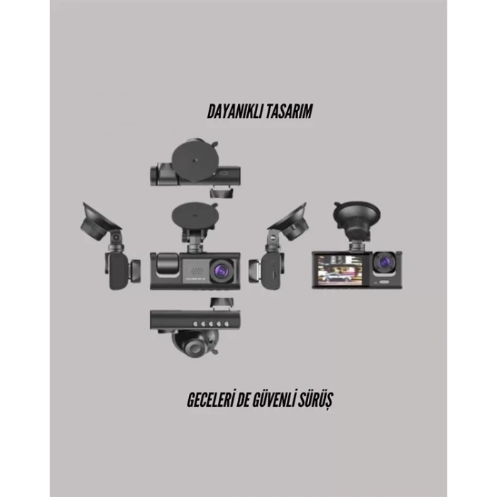 Nevamel® G-Sensörlü 3lü Kayıtlı Araç Kamerası