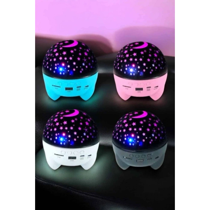 Nevamel® Gece Lambası Projeksiyon Görünümlü Şarjlı Yıldızlı Yuvarlak