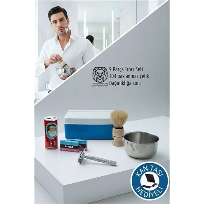 Nevamel® Geleneksel Tıraş Seti - 9 Parça Tıraş Kutulu Set
