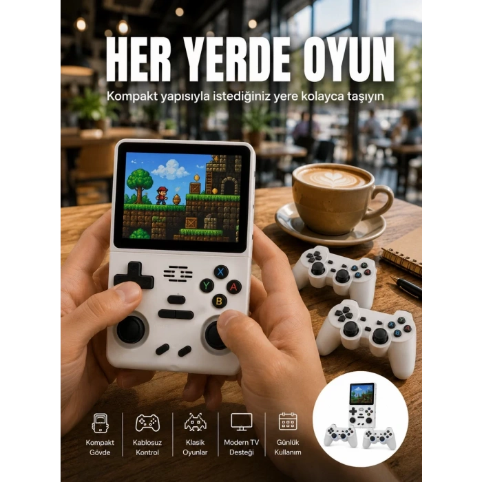 Nevamel® Geniş Ekranlı Taşınabilir Retro Oyun Konsolu Yeni Nesil