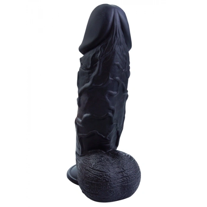 Nevamel® Gerçekçi Siyah Renkli Vantuzlu Testisli Dildo 26Cm