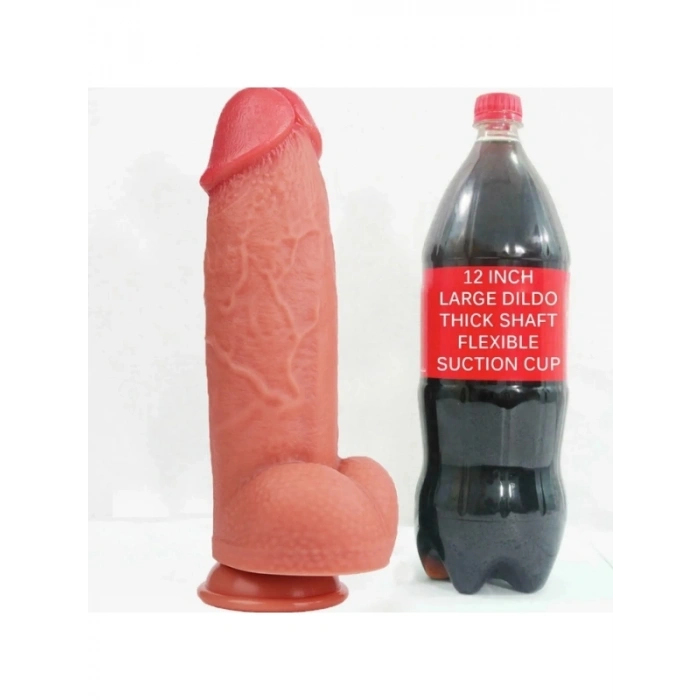 Nevamel® Gerçekçi Tasarımlı Büyük Boy Vakum Tabanlı Silikon Dildo 30 Cm