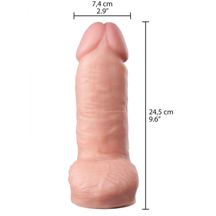 Nevamel® Gerçekçi Tasarımlı Geniş Çaplı Silikon Dildo 24,5 Cm