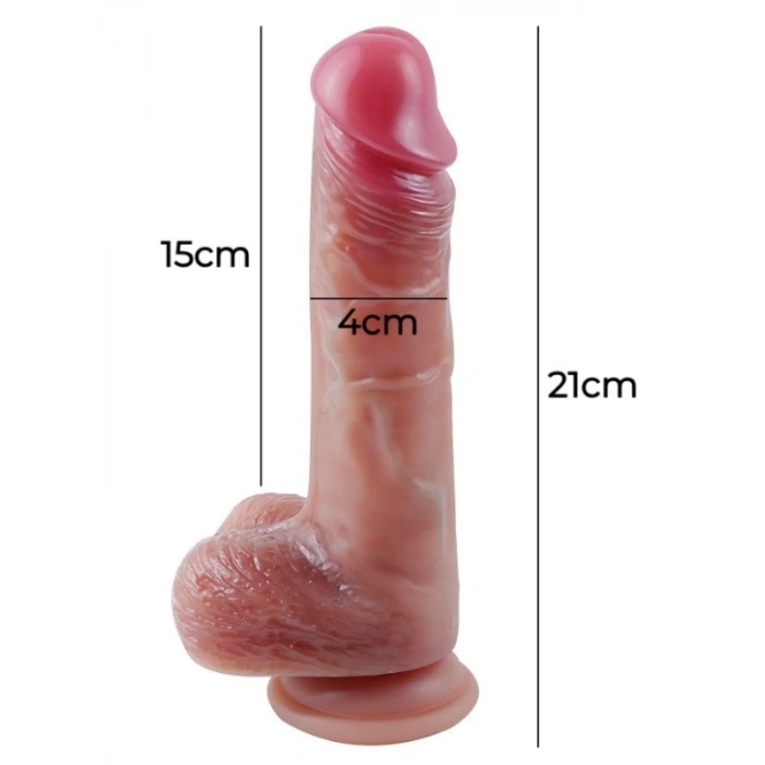 Nevamel® Gerçekçi Tasarımlı Vakum Tabanlı Silikon Dildo 21 Cm