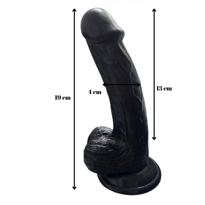 Nevamel® Gerçekçi Testisli Siyah Dildo 19 Cm