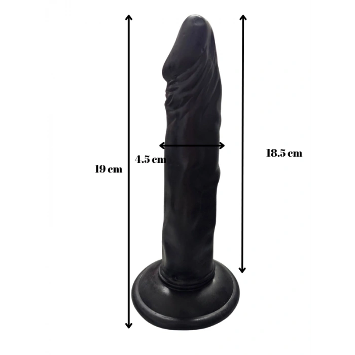 Nevamel® Gerçekçi Testissiz Siyah Dildo 21 Cm