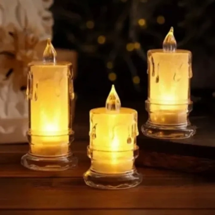 Nevamel Gerçekçi Titrek Alev Efektli Pilli LED Mum 12li Paket