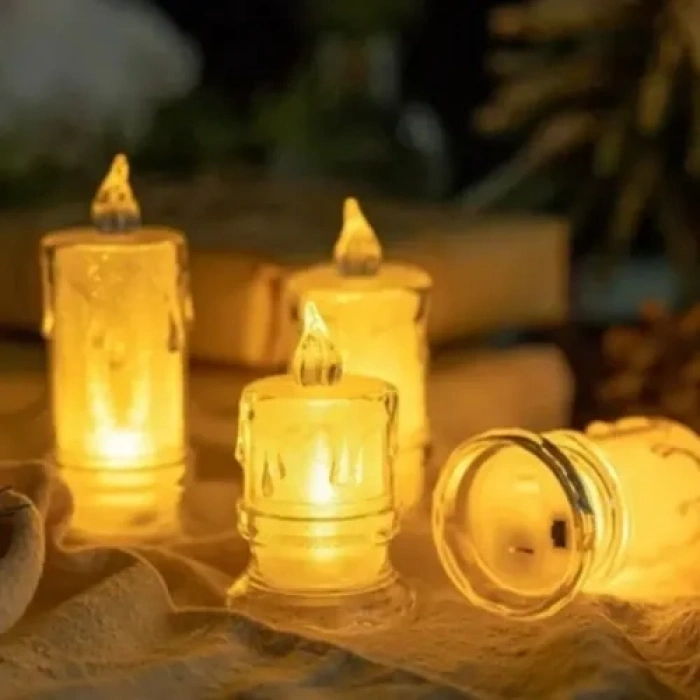 Nevamel Gerçekçi Titrek Alev Efektli Pilli LED Mum 12li Paket