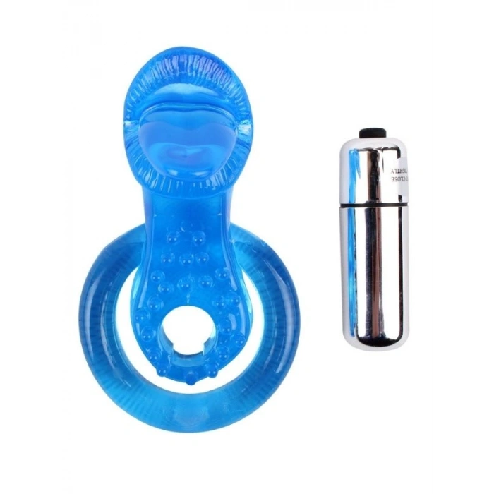 Nevamel® Get Lock The Tongue-Blue Titreşimli Dilli Penis Halkası