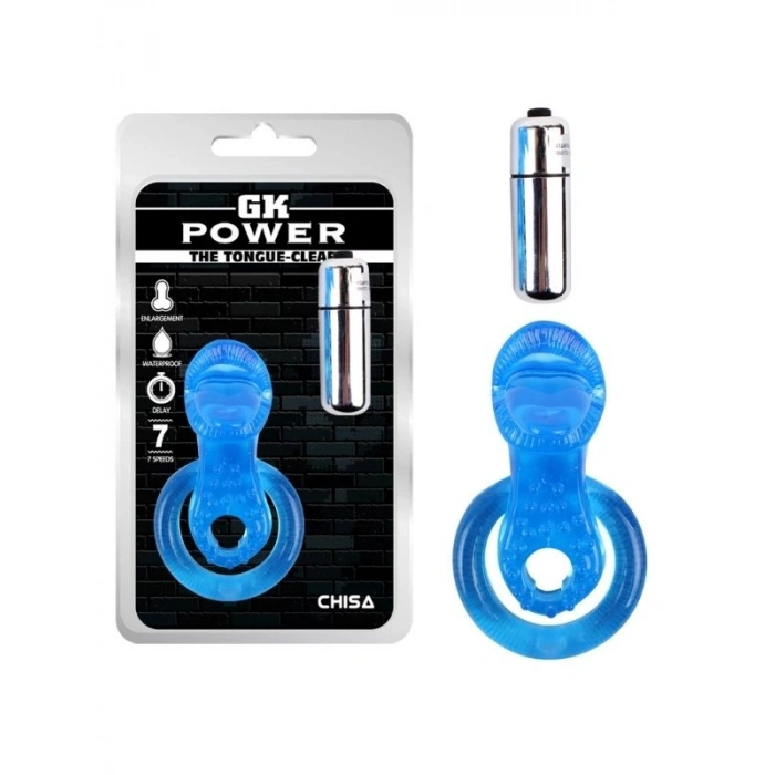 Nevamel® Get Lock The Tongue-Blue Titreşimli Dilli Penis Halkası