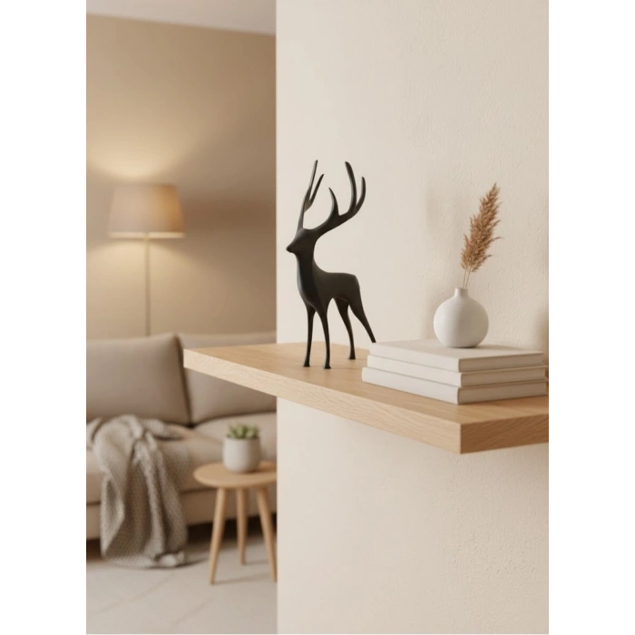 Nevamel® Geyik Figürü Gri Modern Salon ve Raf Dekoru