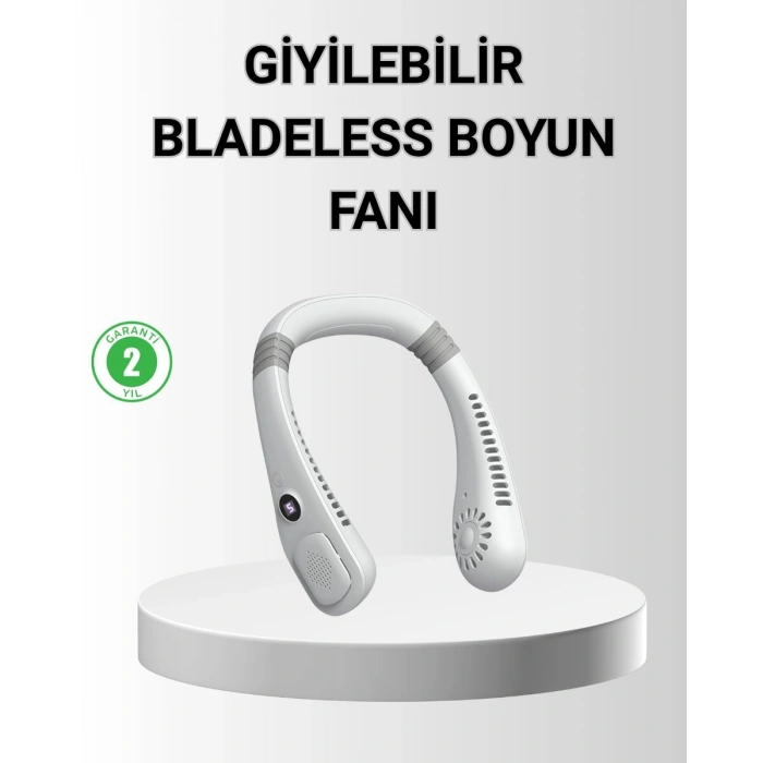 Nevamel® Giyilebilir Boyun Fanı 360° Dairesel Rüzgar ve 5 Kademeli Hız Ayarlı