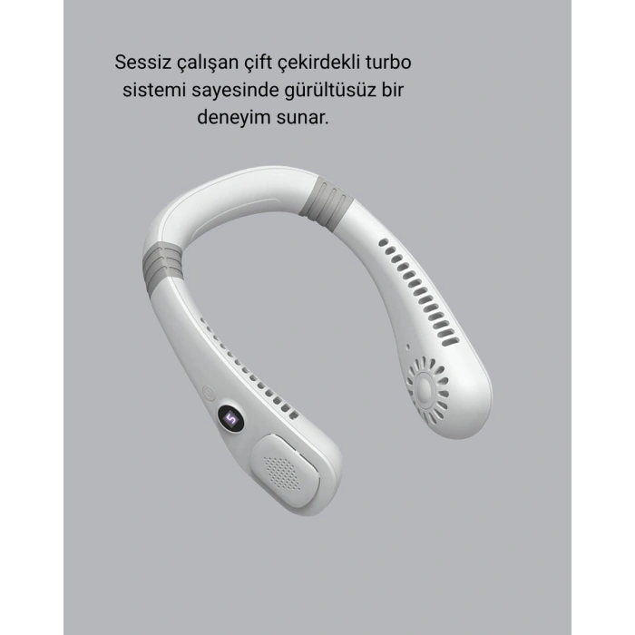 Nevamel® Giyilebilir Boyun Fanı 360° Dairesel Rüzgar ve 5 Kademeli Hız Ayarlı