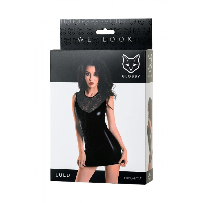 Nevamel® Glossy Parlak Lulu Elbise Wetlook Malzemeden, Siyah, S