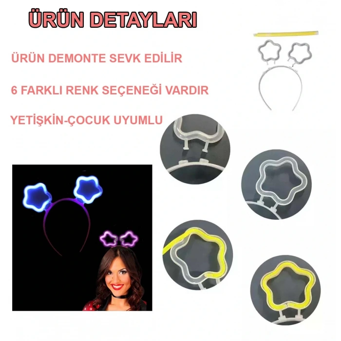 Nevamel Glow Stick Karanlıkta Yanan Fosforlu Yıldız Taç 12 Adet