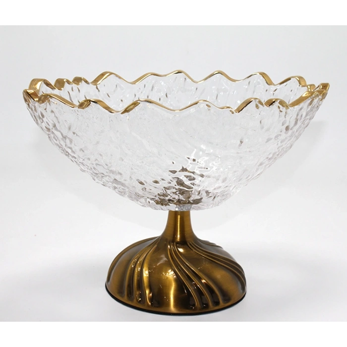 Nevamel® Gold Detaylı Eskitme Ayaklı Dekoratif Cam Sunumluk