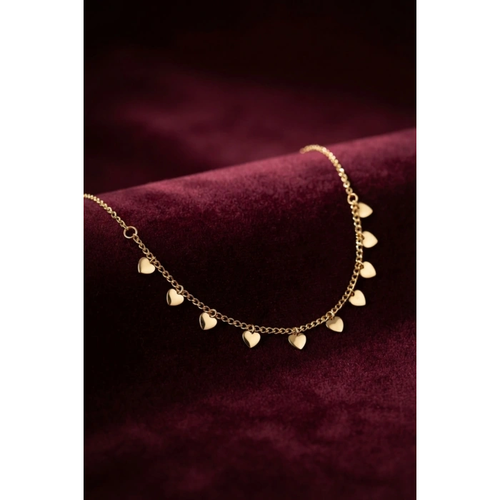 Nevamel® Gold Pirinç Kalp Model Kadın Kolye 5886