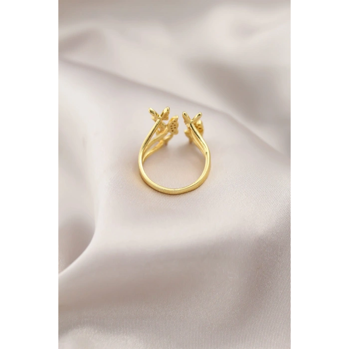Nevamel® Gold Renk Metal Kelebek Model Kadın Yüzük 5886