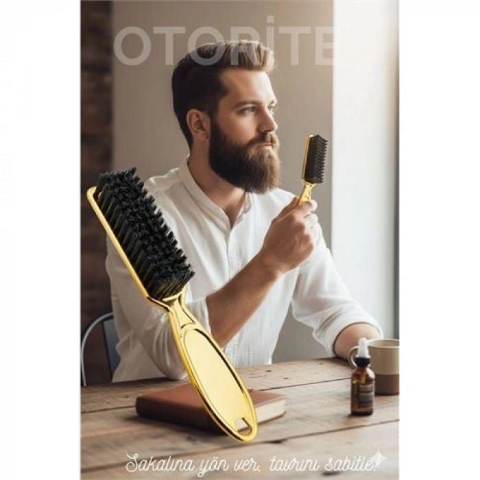 Nevamel® GOLD Sakal Bıyık Tarama Fırçası - Sakal FırçaSI – Şekillendirici Anti-Statik