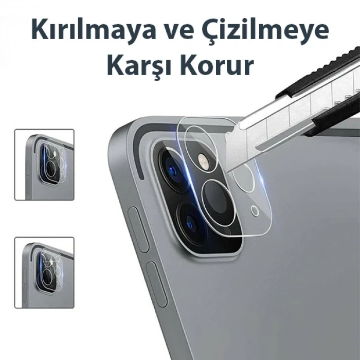Nevamel GOR iPad Pro 11 İPad Pro 12.9 2020-2021 3D Cam Kamera Koruyucu 2 SET-(5775)