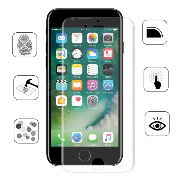 Nevamel GOR İPhone 8 Plus-7 Plus HD Ekran Koruyucu Jelatin 5 Adet Set-(5775)