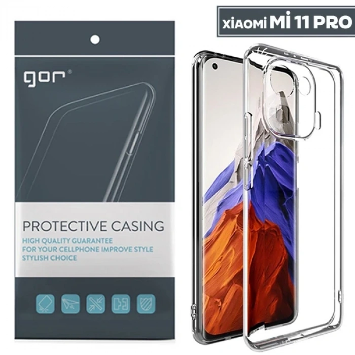 Nevamel GOR Xiaomi Mi 11 Pro Kılıf Kamera Korumalı Şeffaf Silikon Kılıf-(5775)