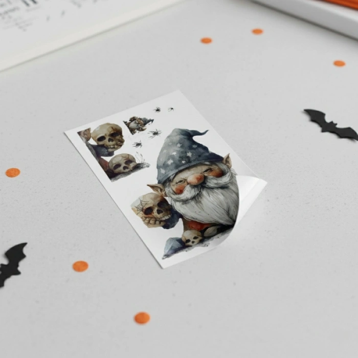 Nevamel Gotik Cüce ve Kafatası Halloween Duvar Sticker Seti