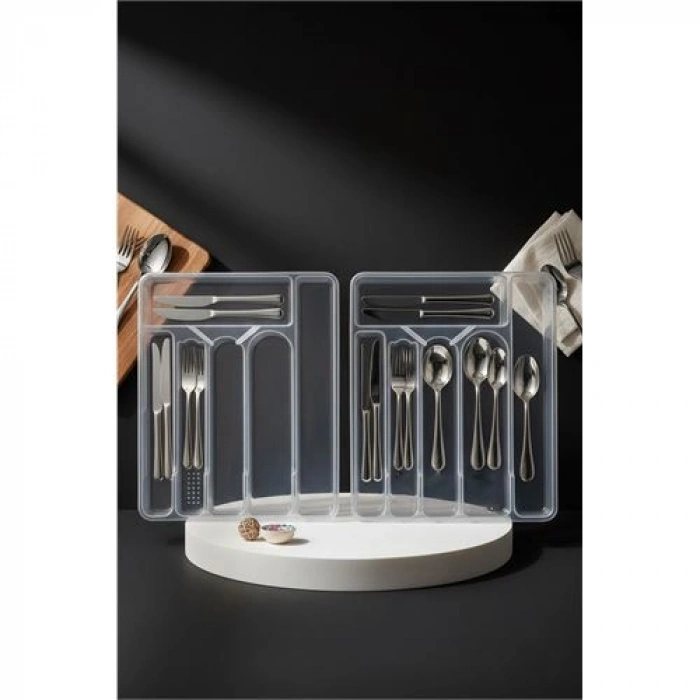 Nevamel® Greta Serisi 6 Bölmeli 2 Lİ SET Şeffaf Çekmece İçi Kaşıklık - Kristal Berraklığında Düzenleyici 722880