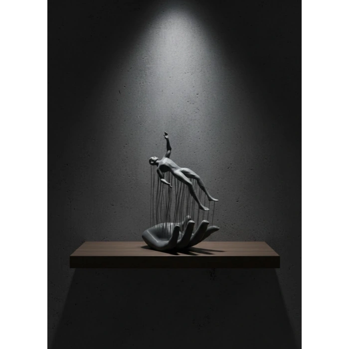 Nevamel® Gri El İnsan Figürü Minimal ve Anlamlı Dekoratif Biblo Modern Ev Dekorasyonu