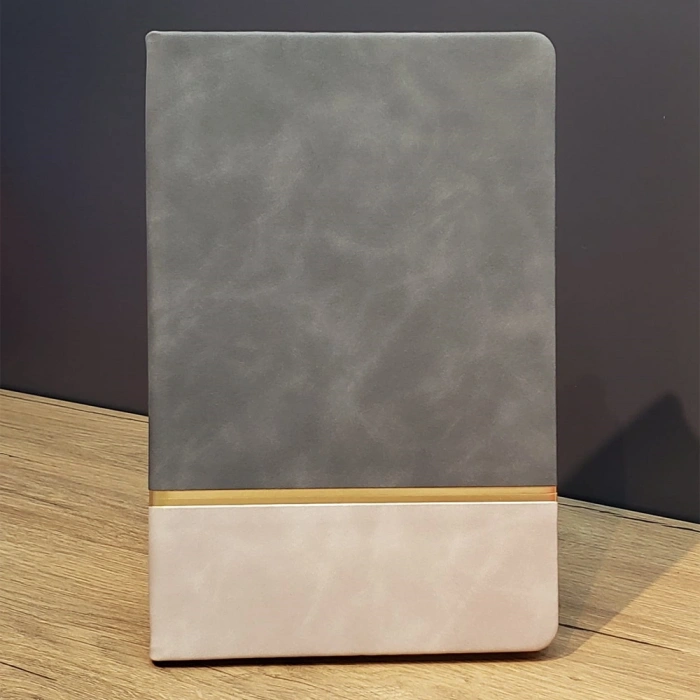 Nevamel Gri Gold Detaylı Deri Hatıra Defteri