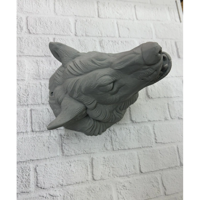 Nevamel® Gri Kurt Duvar Biblosu Güçlü Detaylı Dekoratif Tasarım 25x19 cm